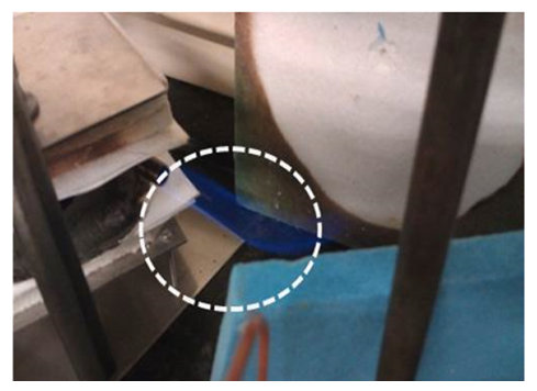 Figure 1. The flare of reformate from liquid fuel (n-heptane). The blue color indicates no visible soot formation in the reformate. 