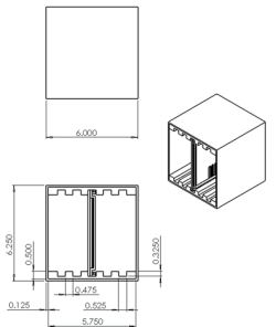 Figure 2. Geometric details of the modular power electronics cooling system (dimensions in inches)