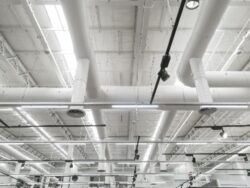 Shot of an overhead HVAC ventilation system.