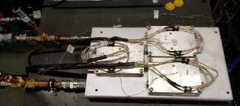 Figure 1 Assembled MV cold plate test setup with heater blocks